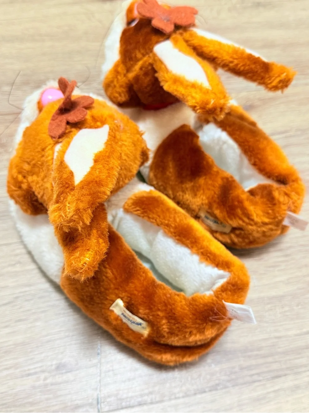 Kids Plush Nesquick Bunny Slippers in Orange - Soft Cozy